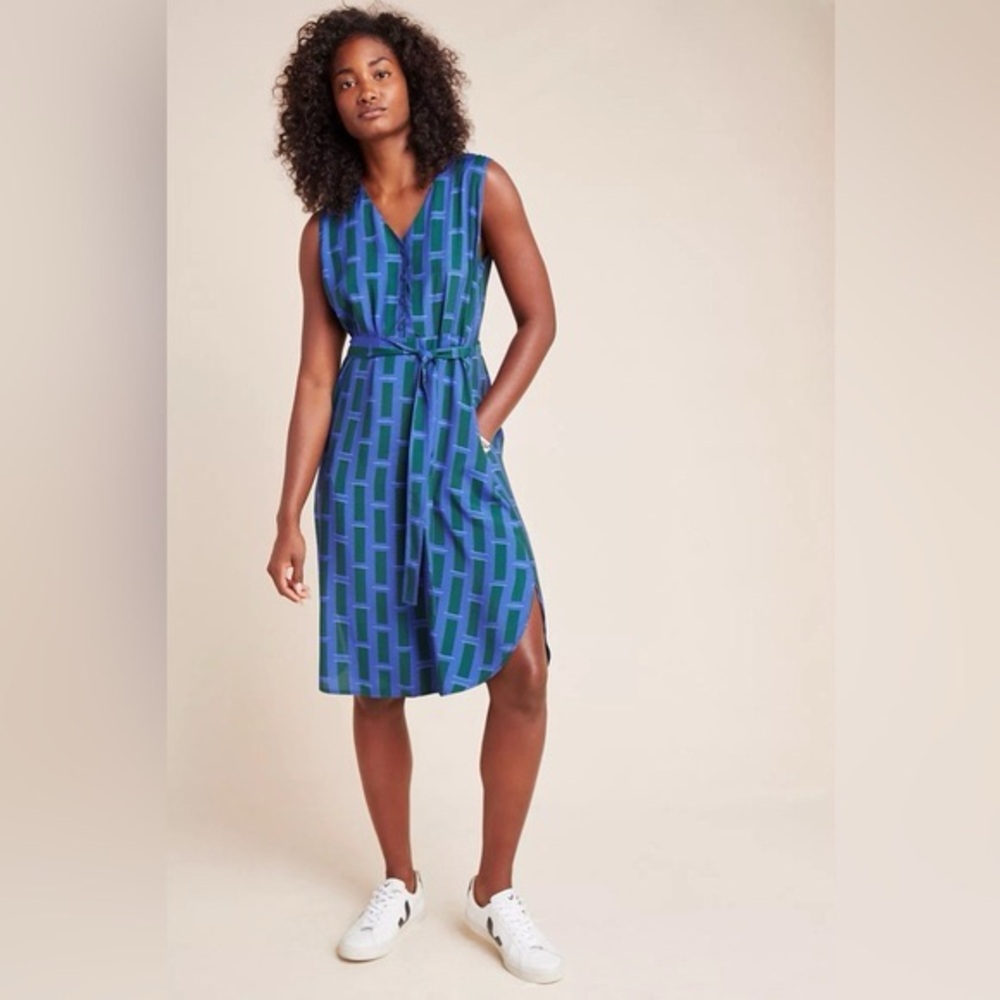 Anthropologie NWT Corey Lynn Calter Marine Geometric ShirtDress